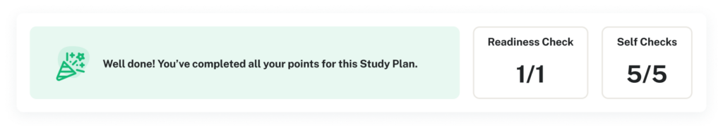 Study Plan Points Progress panel