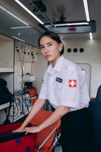 paramedic inside an ambulance