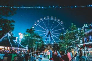 amusement park at night