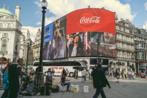 Coca Cola advertisement on a digital billboard in London