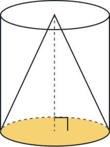 A cone with a cylinder drawn around it.