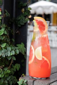 A pitcher of fruit punch