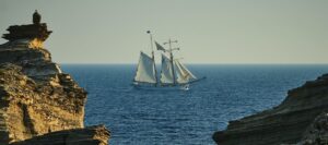 A ship at sea