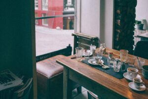 A table at a coffee shop