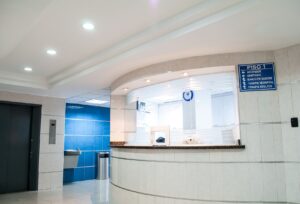 A reception desk at a clinic