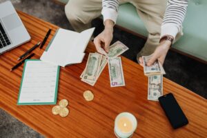 A man budgeting money