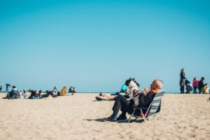 A man relaxing on a beach