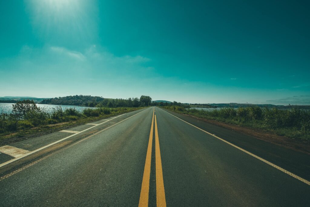 An empty road leading off to the horizon