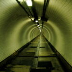 A long tunnel from a one-point perspective
