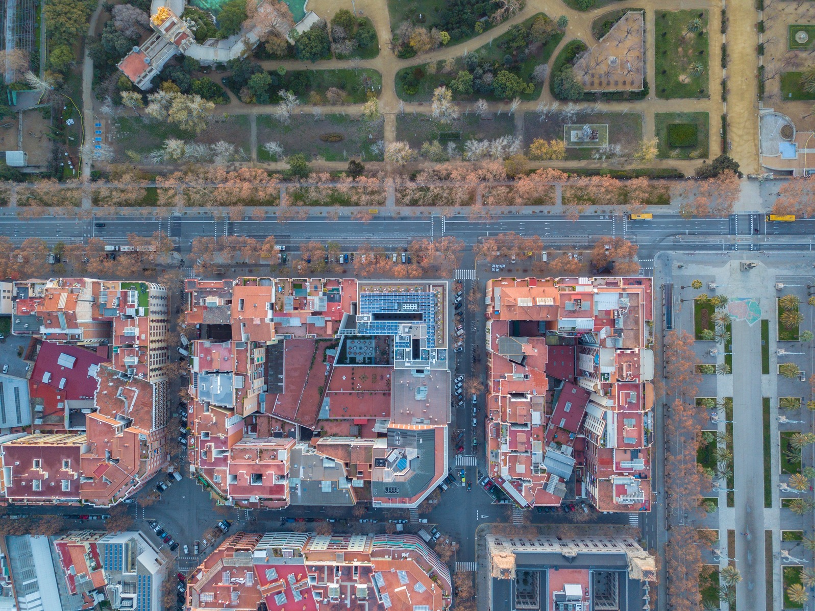 An aerial image of a city