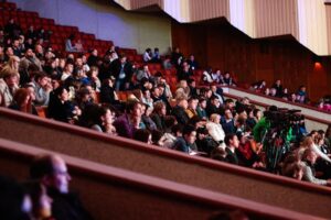 an audience in an auditorium