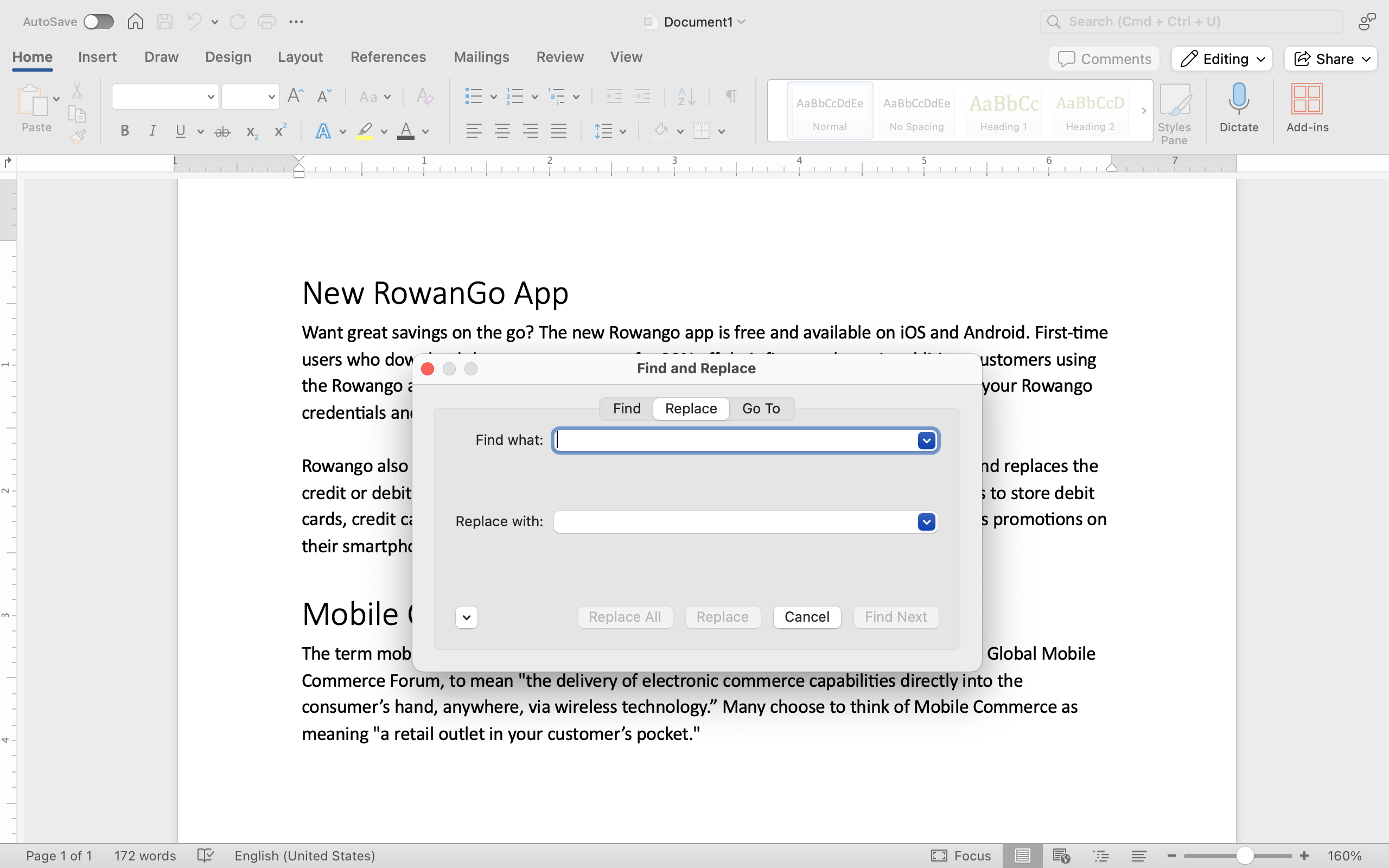 A replace dialog box is open.