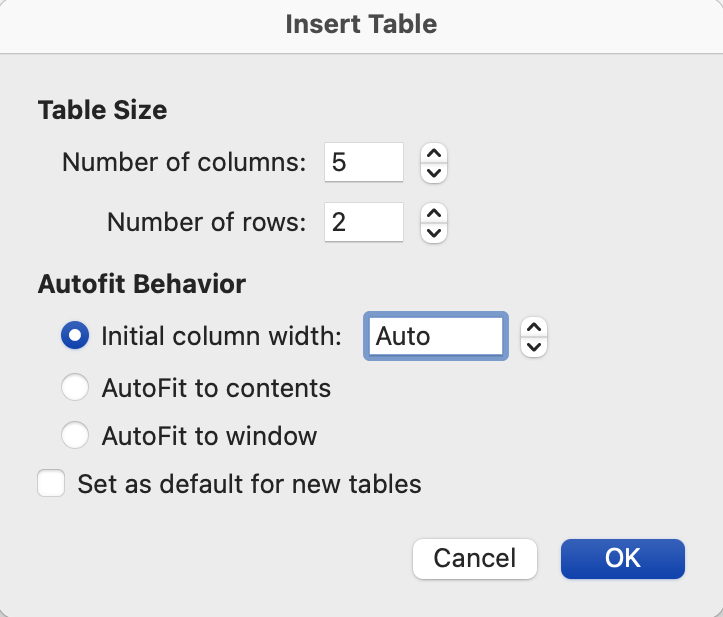 An insert table dialog box is open.