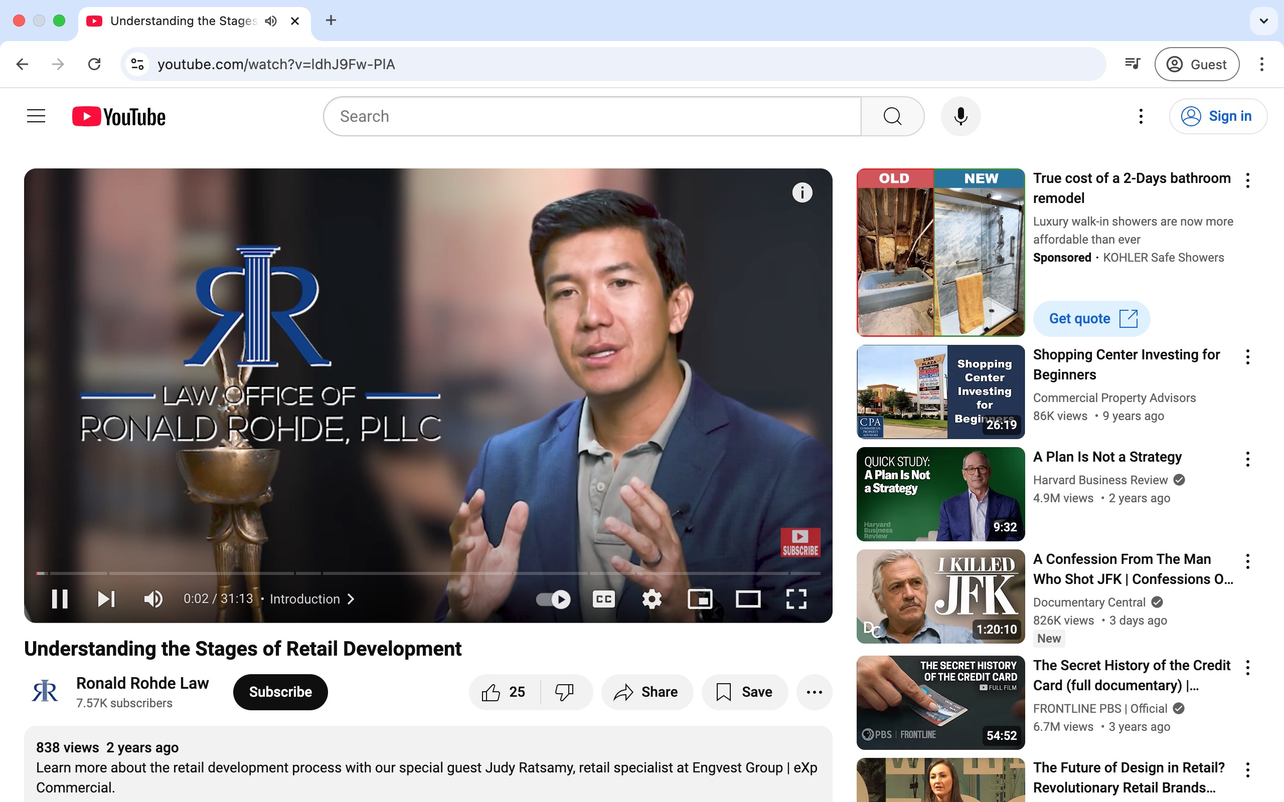 A YouTube video about plans for a retail development site.