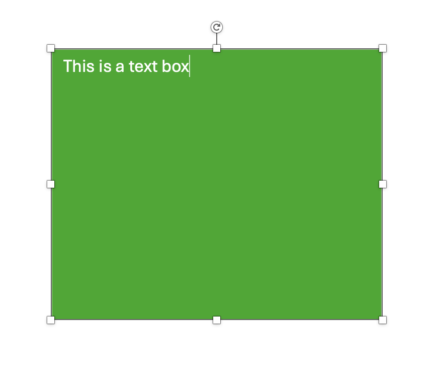 A textbox with one sentence and a green background.